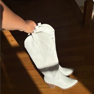 Fashion Nova White Heeled Boots
